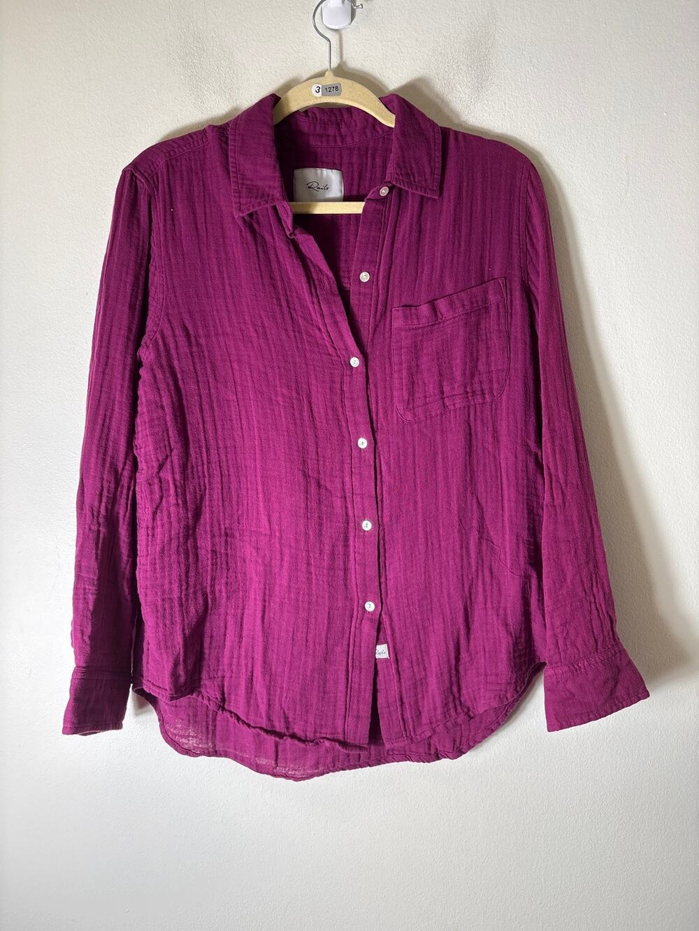 Rails Fuscia Gauzy Button Up Top Sz S